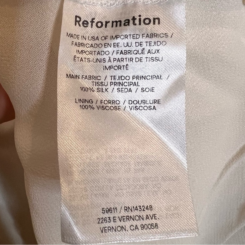 NWT REFORMATION Jeany‎ Silk Maxi Dress in Fior Di Latte. Size Medium - Picture 12 of 13